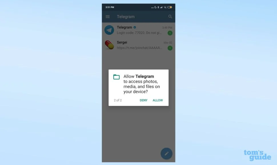 alt AoxVPN Screenshot of Telegram permissions